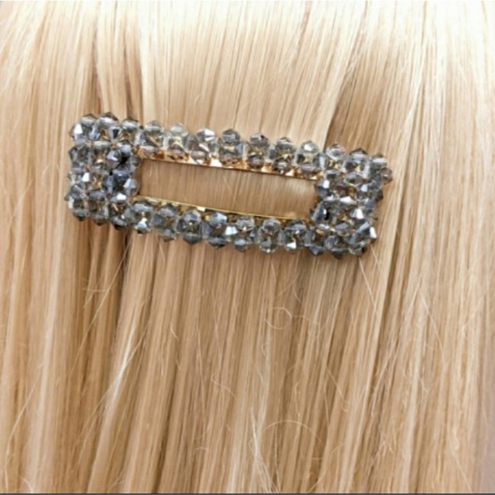 Rectangular clear beaded clip - Picture 2 of 2